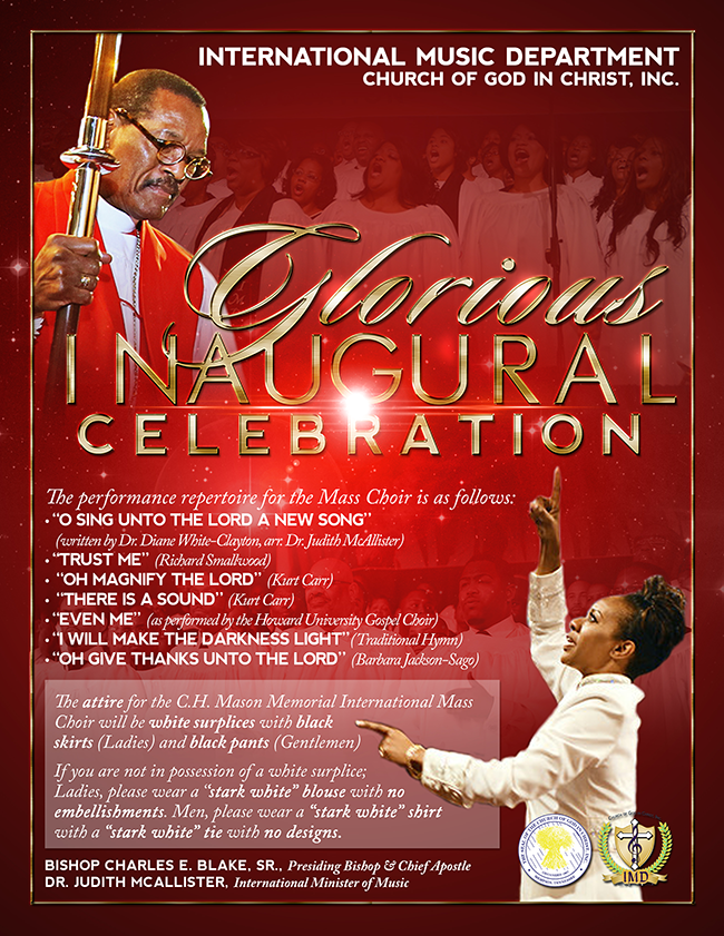the glorious inaugural celebration church of god in christ inc cogic church musical flyer