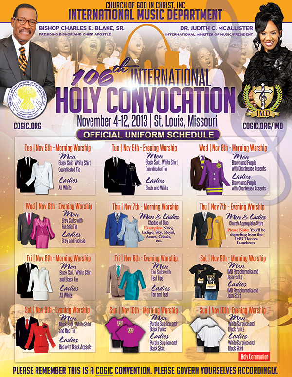 holy convocation 2013 uniform schedule church of god in christ inc holy convocation flyers