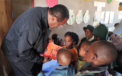 Bishop Blake with Haitian Children.