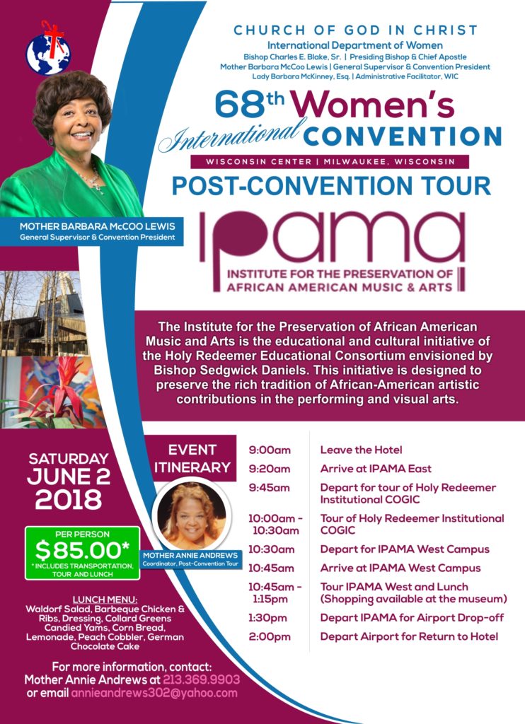 post convention tour international cogic womens department cogic church musical flyer