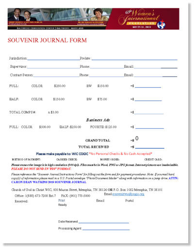 Souvenir Journal – International COGIC Women's Department
