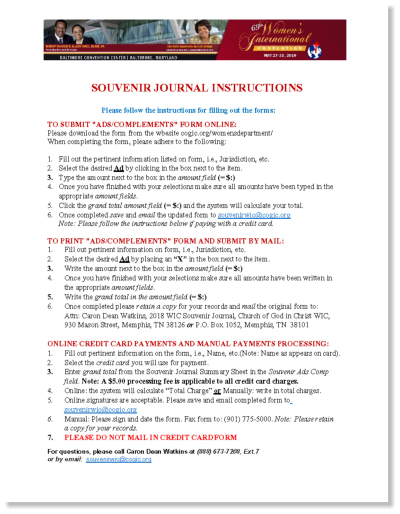 Souvenir Journal – International COGIC Women's Department