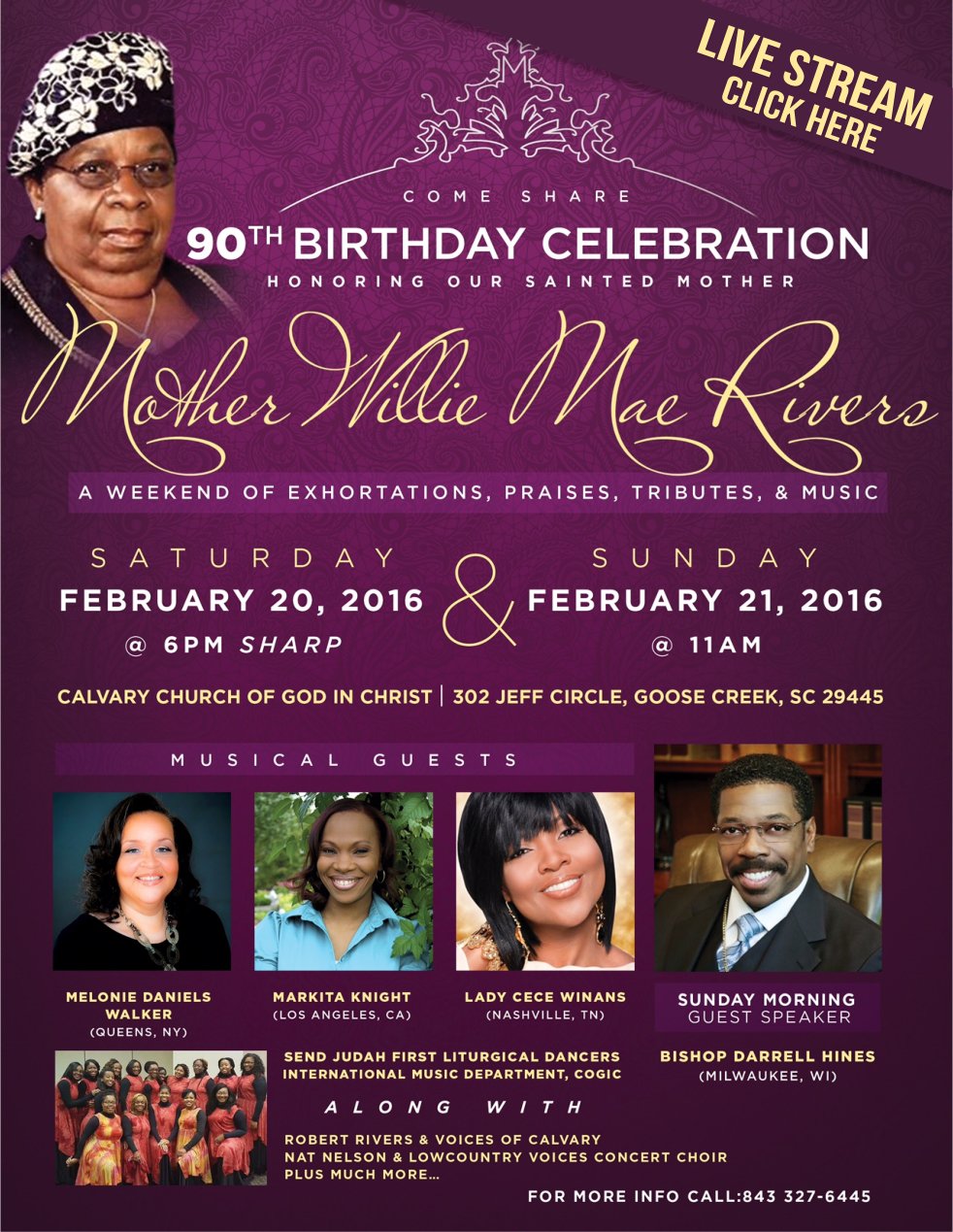 90th birthday celebration church of god in christ cogic church musical flyer
